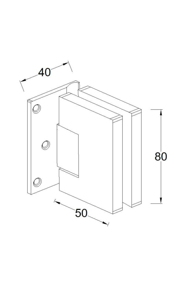 Charnière Mur-Verre avec 3 points de fixation A145 – Image 3